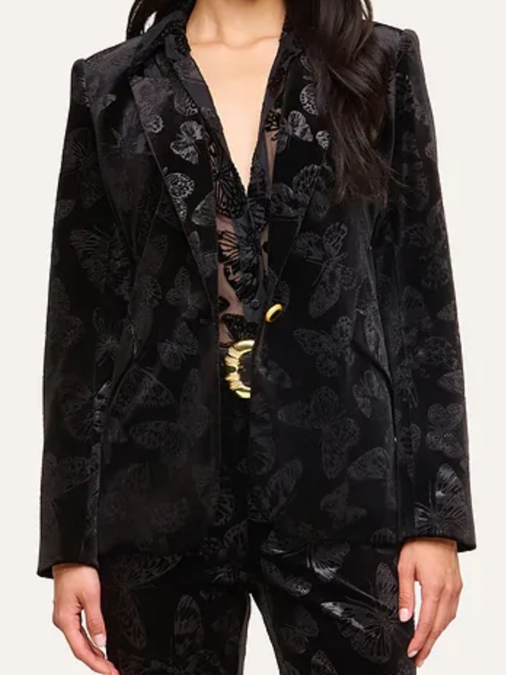 L'AGENCE Chamberlain Velvet Blazer in Black